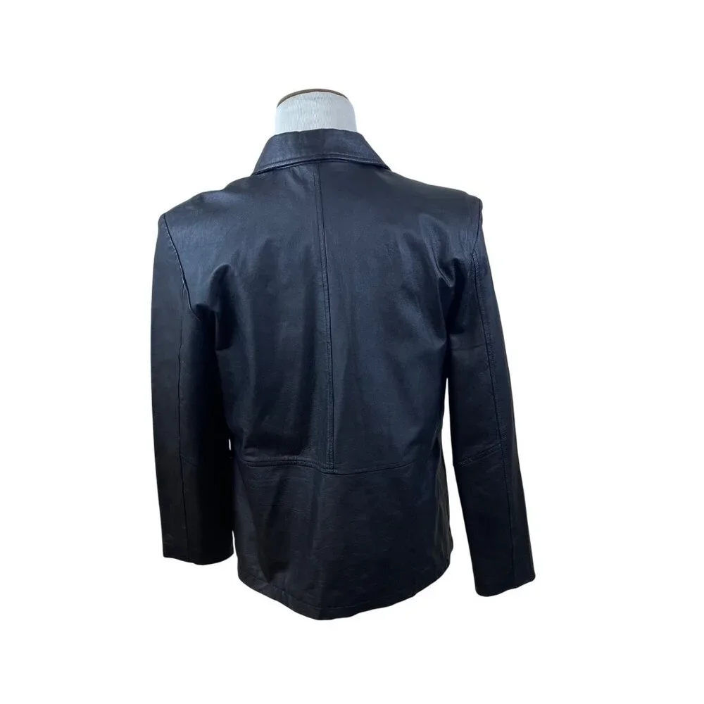 Guide Gear Mens Black Leather Jacket Field Tested Zip Front Size L